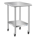 Stainless Steel Table with Wheels 24 x 18 Inch Commercial Stainless Steel Prep Table, Metal Table for Kitchen Restaurant Garage