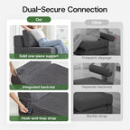 Convertible 4-in-1 Folding Sofa Bed Sleeper Chair Couch Foldable Chaise Lounger & Mattress Pocket Coils+Foam Fill Medium Support, No Assembly for Living Room/Bedroom, Single
