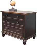 Martin Furniture Hartford Wood Lateral File with Locking Legal/Letter File Drawer Black