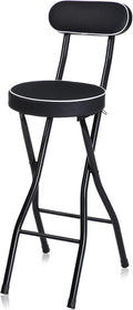 Thyle 1 Pcs 27.5 Inch Folding Bar Stool with Backrest Tall Foldable Stool Chair with Cushioned Padded Portable Collapsible Counter Height Chair for Kitchen Island Shop Cafe Dining Room