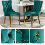 3-Piece Round Marble Dining Table Set for 4 with Velvet Chairs | Modern Faux Marble Kitchen Table with 4 Green Tufted Chairs,White Gold Dinner Tables Diamond Stainless Steel Pedestal Base