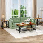 Recaceik 3-Piece Living Room Coffee Table Set, Industrial Coffee Table with 2 Square End Side Tables, Modern Living Room Table Set with Metal Frame for Apartment Home Office (Rustic Brown)