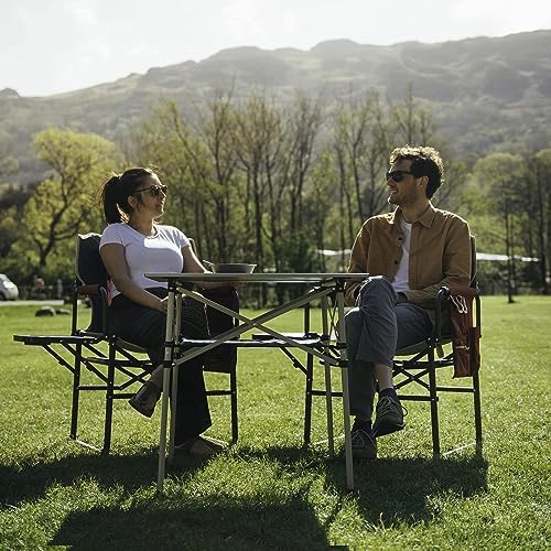 SUNNYFEEL Oversized Camping Chair Portable Directors Chairs with Side Table | Heavy Duty Folding Lawn Chair for Adults 300LBS with Compact Size, Breathable Mesh, Pocket & Carry Bag for Outdoor, Lawn, RV