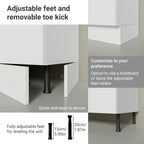 Madesa Hazel 3 Door Pantry Kitchen Storage Cabinet with 5 Compartments 89 Inch Tall Wooden Organization Unit - White