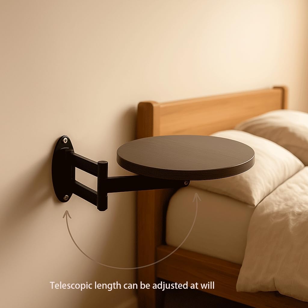 Wall Mounted Folding Table, Perfect for Bedside/Sofa Side/Desk | Floating Desk for Wall,Table for Small Spaces, Bedside Folding Coffee Table,with Heavy-Durability Brackets
