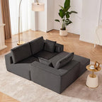 108" Couch with Chaise, Cloud Sectional Modular Sofa, Darkgrey | Deep Seat Modular Sectional Sofa for Living Room, Upholstered Corduroy Couch for Apartment, Convertible No Assembly Sofa