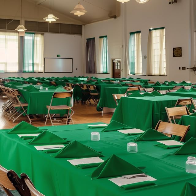 Green Plastic Table Cover Roll - 54IN x 300FT, Table Cloth for Rectangle Table with Slide Cutter, Plastic Table Cloth Disposable with Cut-to-Size Design for Weddings, Banquets, Parties