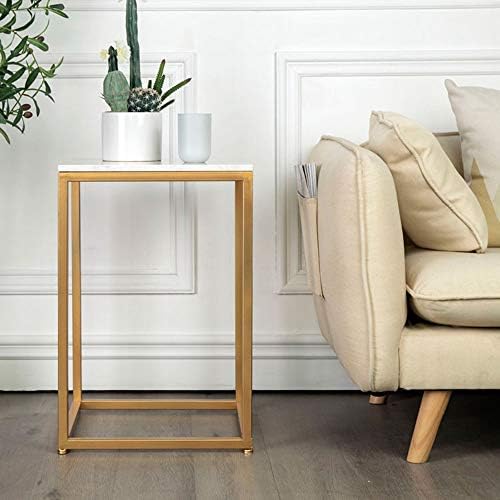 Telephone Table, Marble Side Table Nordic Living Room Square Sofa Corner Table Telephone Table Bedroom Bedside Table Balcony Coffee Table(Gold