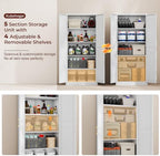 71" Tall Metal Kitchen Pantry Cabinet, Storage Cabinet with Doors | Kitchen Cabinet with 4 Adjustable Shelves, Food Pantry Cabinet, Cupboard for Kitchen,Dining Room, Living Room, Office, School