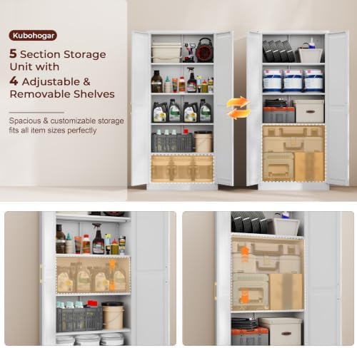 71" Tall Metal Kitchen Pantry Cabinet, Storage Cabinet with Doors | Kitchen Cabinet with 4 Adjustable Shelves, Food Pantry Cabinet, Cupboard for Kitchen,Dining Room, Living Room, Office, School
