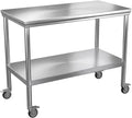 24x48 Stainless Steel Prep Table with Wheels, 1000 lbs, Kitchen, BBQ | Thickened Stainless Steel, 1000-Lb Capacity, Tool-Free Press-Fit Setup, 2-Tier Storage, 4 Locking Casters, 31.5-Inch Height