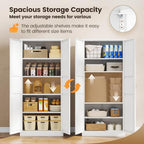 Yizosh Metal Storage Cabinet - 71" White Kitchen Pantry with 2 Doors and 4 Adjustable Shelves, 4-Tier Tall Steel Locker for Living Room, Dining Room