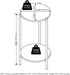 Pemberly Row 2-Tier Modern Round End Table, 11.57 x 11.57 x 23.62 Inches, Composite Wood and Sturdy Metal Legs, White Marble Finish, Space-Saving Design for Living Room or Bedroom