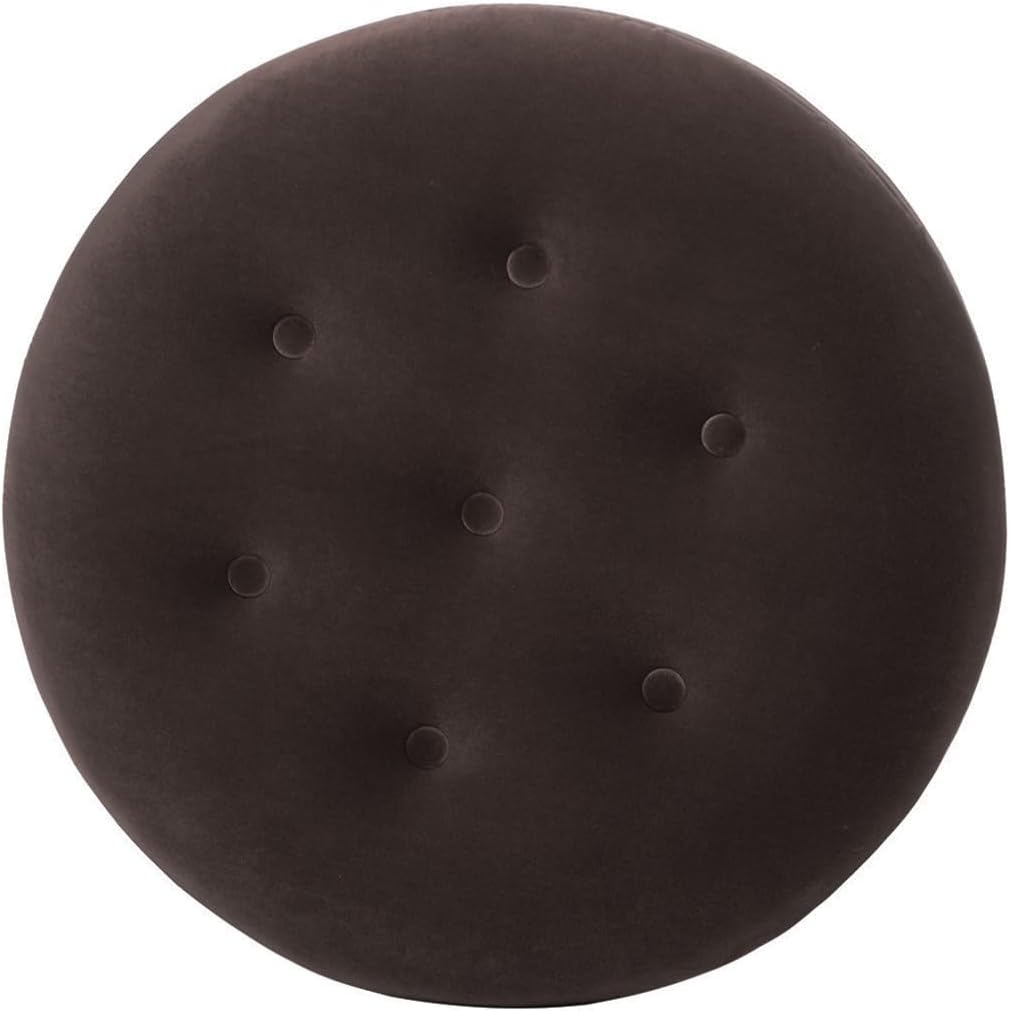 Jennifer Taylor Home Yolanda 24" Round Upholstered Accent Ottoman, Deep Brown Performance Velvet