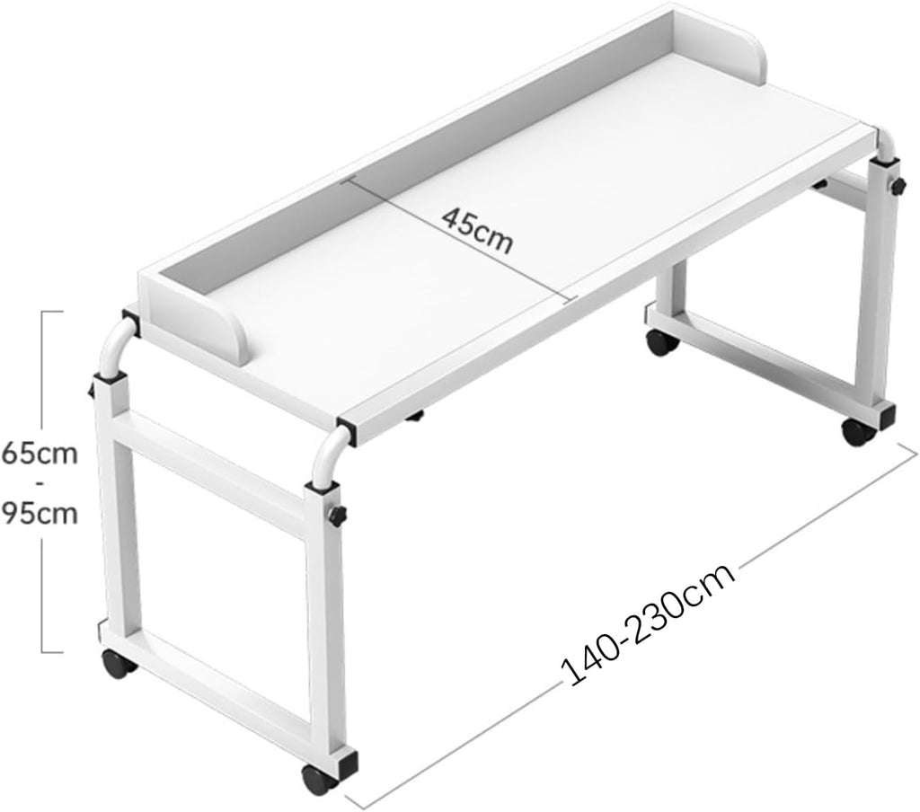 Adjustable Overbed Table - Height Length Adjustable Medical Overbed Table,Queen Size Over Bed Desk with 360° Wheels,Rolling Desk for Full/Queen/King Bed,350lbs Weight Capacity,N