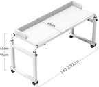 Adjustable Overbed Table - Height Length Adjustable Medical Overbed Table,Queen Size Over Bed Desk with 360° Wheels,Rolling Desk for Full/Queen/King Bed,350lbs Weight Capacity,N