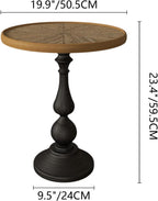 Retro Side Table Round End Table - 20" French Country Wooden Coffee Table with Metal Legs, Vintage Accent Table for Living Room, Bedroom, Farmhouse, Café (Distressed White)
