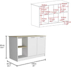 Kitchen Island with Four Open Shelves and Two Cabinets | Multicolor design with light oak and white finish