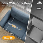 SUNSHINE VALLEY Modular Sectional Sofa and Loveseat Set Living Room 3-Piece | Mid-Century Modern 7-Seater Cloud Couch Set, Blue, Rolled Arms & Nailhead Trim, Wider & Deeper Seats, Linen Furniture Set