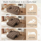 oaaktu ﻿ Large Size Convertible Sleeper Sofa Bed,Polka dot Velvet Pull Out Futon Couch with Storage handrails & Rotating Side Tables,Convertible Sofa Couch for Living Room,RV (Coffee)