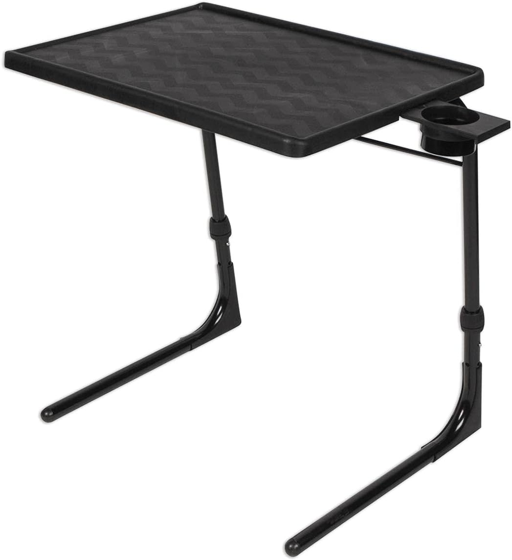 Table-Mate TV Tray Table | Portable Desk Folding Dinner Tray, Couch Table Trays for Eating Snack Food, Portable Laptop Desk, Bed Trays for Eating | Adjustable TV Trays with 3 Angles and Cup Holder