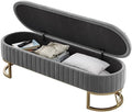 Modern Storage Bench Upholstered Bedside Stool with Metal Legs Modern for Living Room Entryway Entryway(Gris,Large)