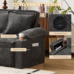 SUNWAVE 83" Sleeper Sofa, 3-in-1 Pull Out Sofa Bed Corduroy Couch Bed | Convertible Sleeper Couch with USB Ports, Cup Holders & Side Pockets for Living Room, Small Spaces