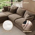 WorthFurni 110” Cloud Sectional Couches for Living Room, Modular Sectional Sofa with Deep Seat, Convertible L-Shape Couch with Storage Ottoman for Bedroom Apartment, Chenille (Brown)
