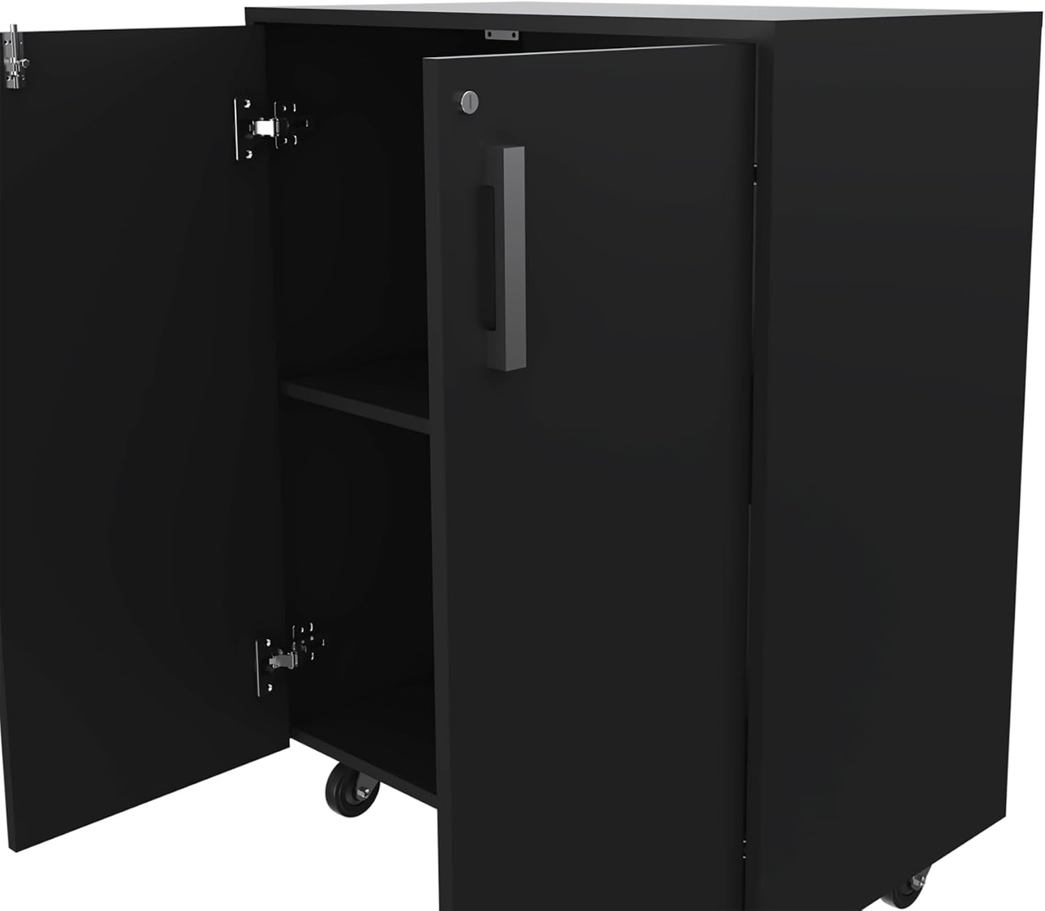 Storage Cabinet Lions, Double Door and Casters, Black Wengue Finish