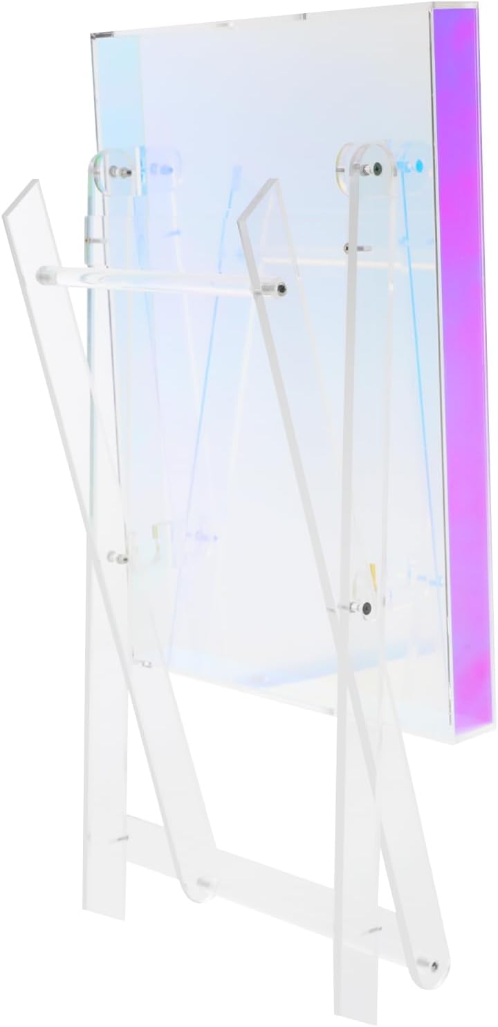Acrylic Folding Tray Table,Iridescent End Table,Colorful Acrylic Side Table,Rainbow End Table,24x20x14 inch for Homes, Bars, Showrooms