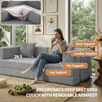 78.8" Couch for Living Room, Futon Sleeper Sofa Bed | Convertible Sofa Bed, Corduroy Pull Out Couch Loveseat with Storage Pocket, Modular Design, No Assembly, Grey