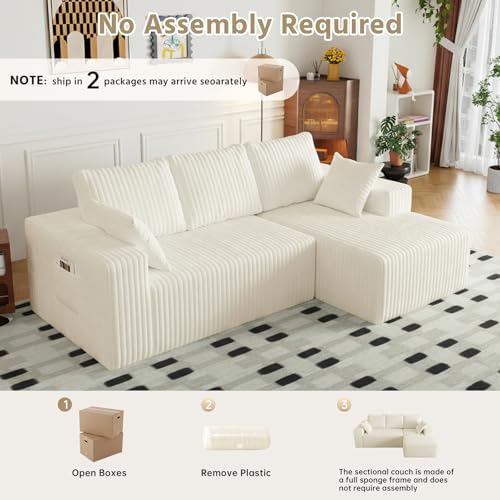 96" Cloud Sectional Couches with Chaise for Living Room