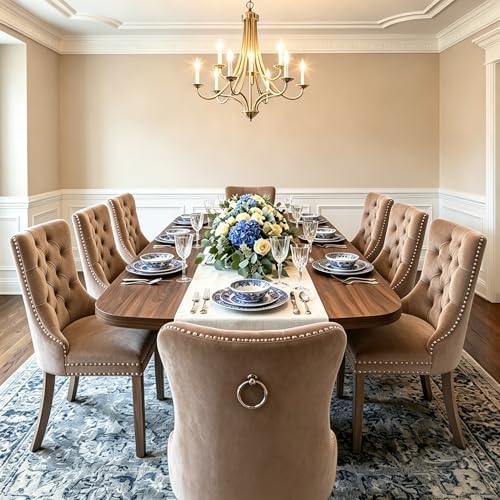 79" Dining Table Set for 8,Large Rectangular Dining Table Set for 8 with Cushioned Chairs,Modern Mid-Century Wood Dining Room Table Set for 8,Ideal for Dining & Gatherings (Walnut)