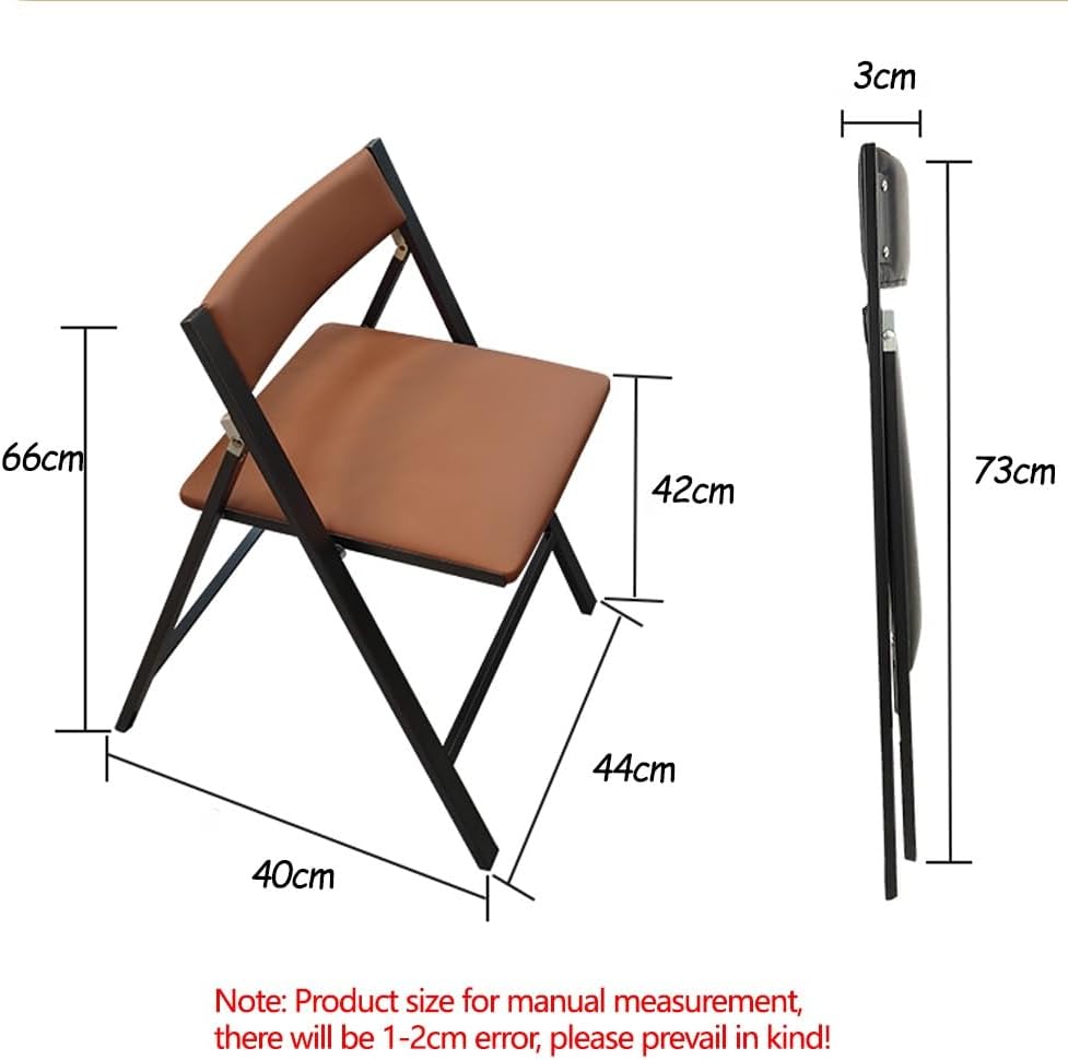 Padded Folding Office Stool, Portable Commercial Chairs, Foldable Office Chair Metal with Backrest, Leather Padded Folding Seat for Home, Church Wedding Events(Brown)
