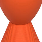 BOWERY HILL Contemporary Plastic Ribbed Round End Table, Hourglass Design with Hidden Storage, Durable UV-Protected Orange Finish, 16.75" H x 11.75" W, Indoor/Outdoor Use