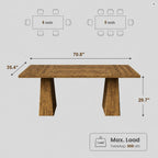 71 Inch Rectangular Dining Table, Wooden Kitchen Table with Sturdy Heavy Duty Legs, Modern Dining Room Furniture for 6-8 People Family Use