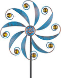 Stargarden Wind Spinner, Metal Outdoor Wind Sculptures & Spinners, Small Garden Pinwheels for Yard and Garden Decor Blue