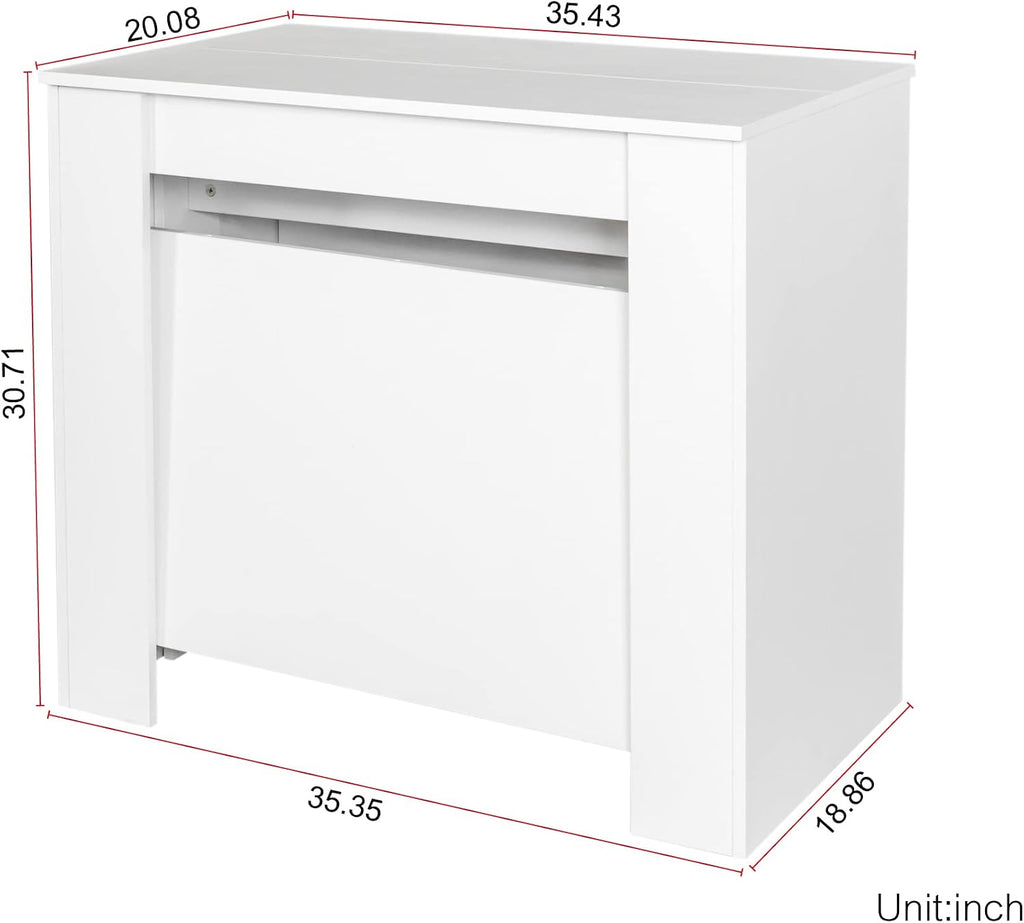 Henf Extendable Console Table with Extension Leaves, White Dining Room Table, 20''-118'' Expandable Dining Table for Living Room, Space Saving Extendable Dining Room Table for 2-12 Person