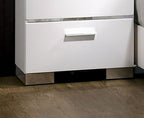Contemporary Nightstand Black Color High Gloss Lacquer Coating Chrome Handles and Feet Bedside Table w USB,for Small Spaces