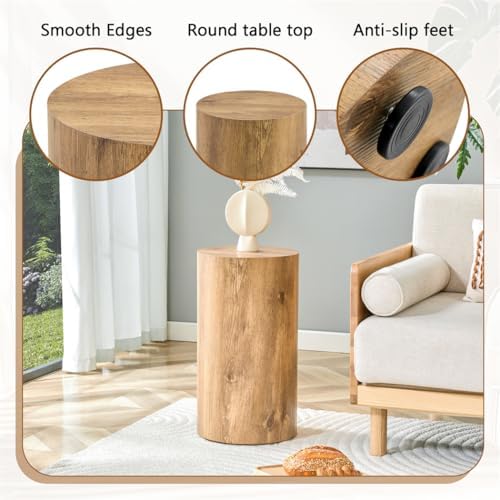 Round Side Table, End Table Living Room Table, Sofa Couch Bedside Table, Nightstand for Small Spaces, No Assembly Required - Ready to Use