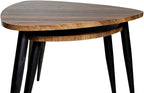 2pc Contemporary Nesting Tables Metal and Solid Wood Natural Black | Space-saving nesting design with metal and solid wood construction