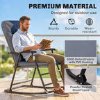 Outsunny Oversized Folding Rocking Camping Chair Set of 2 Padded Navy Blue | Outdoor Rockers, High Back and Armrests, Portable Outdoor Patio Chairs, Steel Frame, Garden Porch Lawn