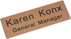 Custom Engraved Name Tag Badge for Business Personalized Identification with Pin or Magnetic Backing Stainless Steel ID Badge (Rose Gold/Black, 1" x 3")