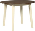 BOWERY HILL Round Drop Leaf Dining Table, 40" Wood, Cream and Brown Two-Tone Finish, Modern Cottage Style, Compact Kitchen or Dining Room Table