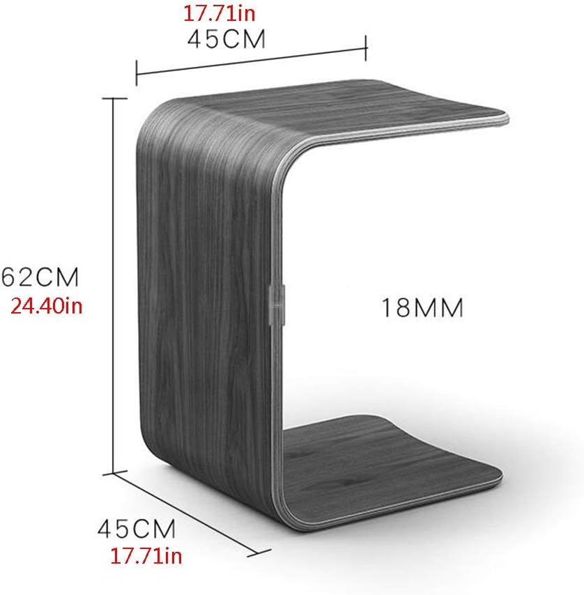 U-Shaped Side Table, Natural Edge End Table, Wood Side Table, Solid Wood End Table for Couch, C Shaped Mini Sofa Side Table for Small Narrow Spaces, Sofa Laptop Side Table, 3 Colors(White Oak)