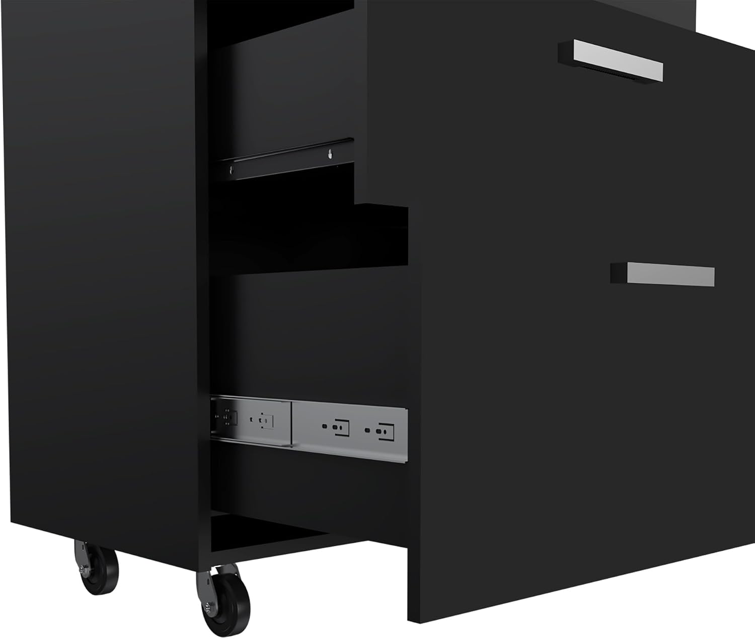 3 Drawers Storage Cabinet with Casters Lions Office, Black Wengue Finish