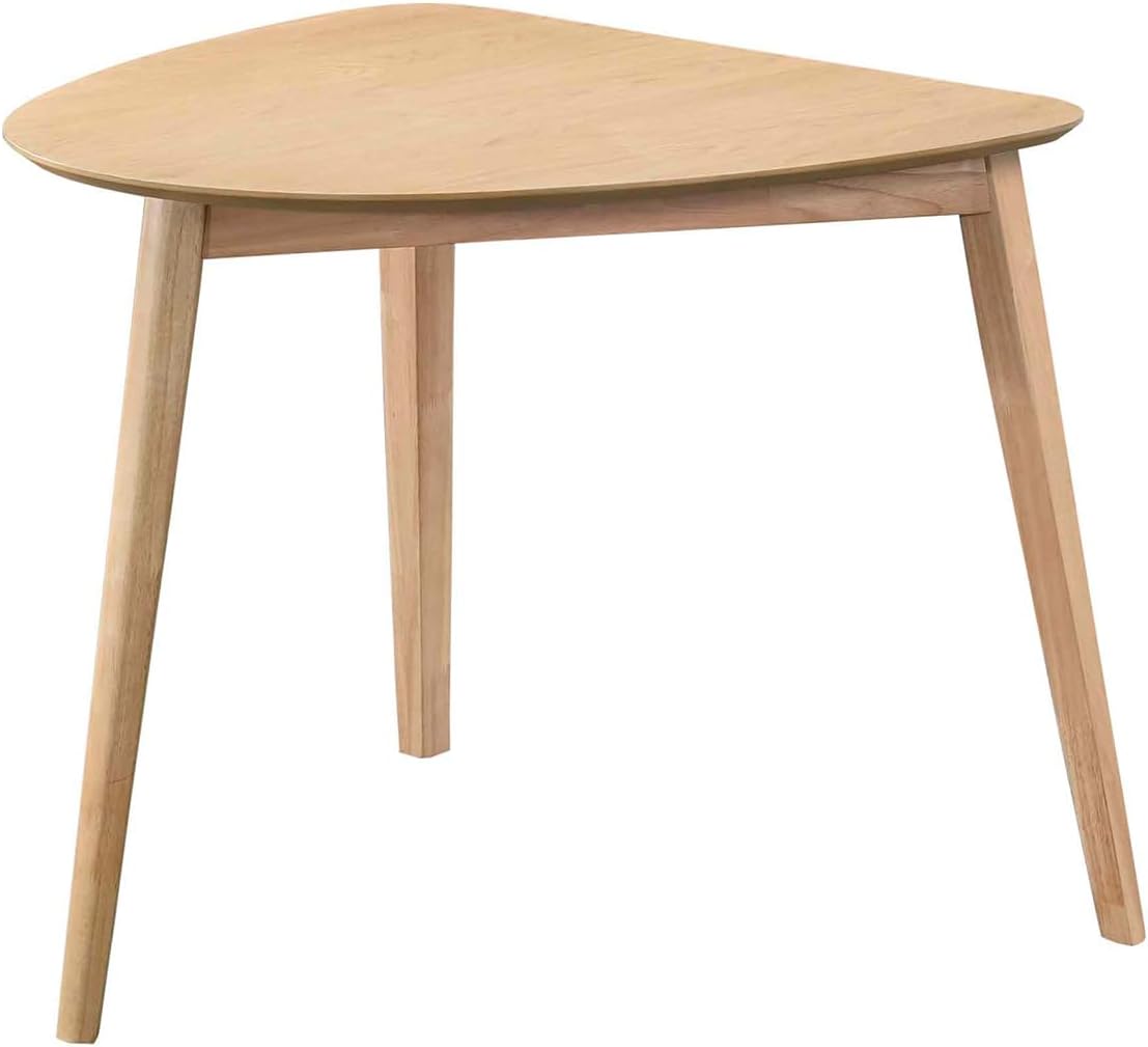 Acanva Modern Small Triangle Dining Room Table for Kitchen Compact Space, Farmhouse Dinner Tables with MDF Top and Wooden Legs, Natural Oak