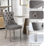 Round Modern Dining Table Set for 4, 47" Circle White Faux Marble Kitchen Table with 4 Grey Velvet Upholstered Dining Chairs,Wooden Kitchen and Dining Room Table Set for Dining Room