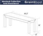 Grain Wood Furniture Montauk Solid Wood Bench, Rustic Walnut