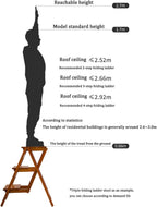 3 Step Stool Wooden Folding Ladder Chair Thickened Library Stair Chair Portable Light Garden Tool Ladder Maximum Load 337bl